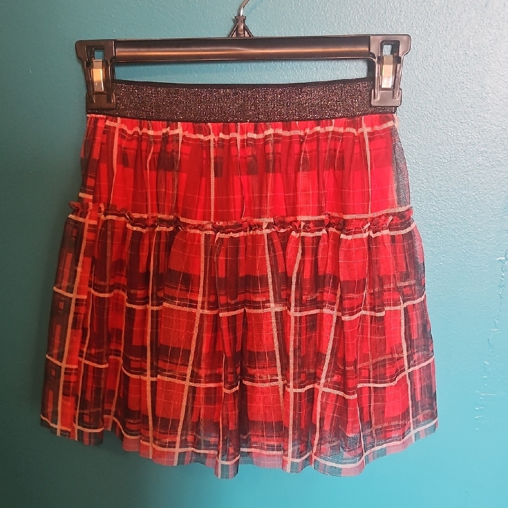 Garanimals Red Plaid Tiered Skirt with Sparkle Waistband